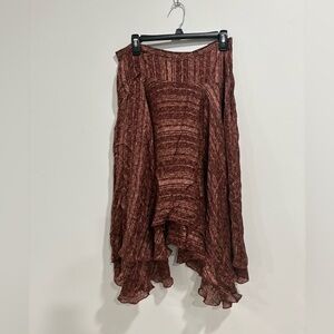 Zara Asymmetrical Burgundy Midi Skirt